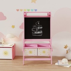 3-in-1 Art Easel for Kids, Double-Sided Kids Easel with Paper Roll, Pink
