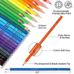 H B 72-Color Colored Pencils Set with Coloring Book, Eraser, and Sharpener –