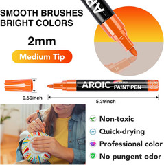 48 Pack Oil-Based Paint Markers Medium Tip – Low Odor Rock Painting Pens for Woo
