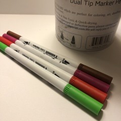 Tanmit marker pens fine tip dual brush qty 50+ acid free non toxic quick dry