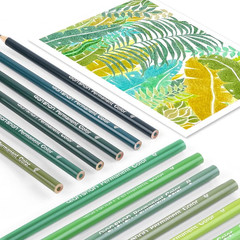 Qianshan 12 Green Colored Pencils Oil Based Pre-Sharpened Wooden Colored Pencil
