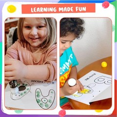 16 Washable Dot Markers for Toddlers | w/ 50 Page Coloring Activity Book Kit,…