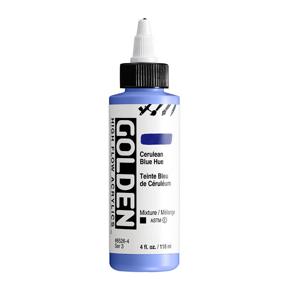 High Flow Acrylics Cerulean Blue Hue Professional Opaque Paint 4 fl oz