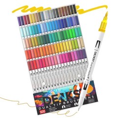 100 Watercolor Markers Set | Water Color Pens with Brush & Fineliner, Water-B…