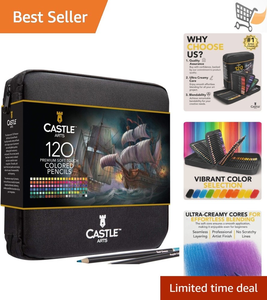 120 Coloring Pencils Set Soft Core Art Supplies Professional Zipper Case
