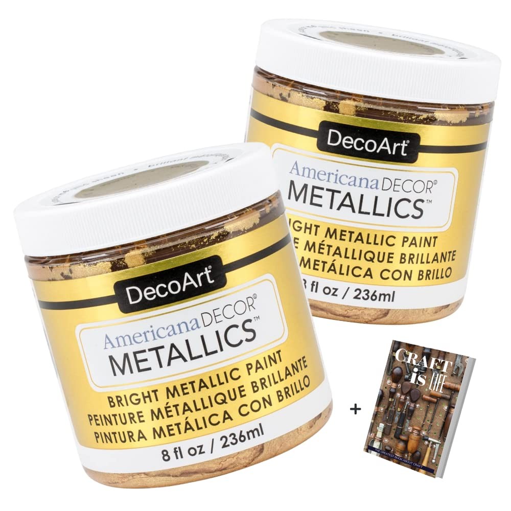 Americana Decor Metallics 24K Gold Paint – 2 Pack, 8oz, Multisurface, Home & …
