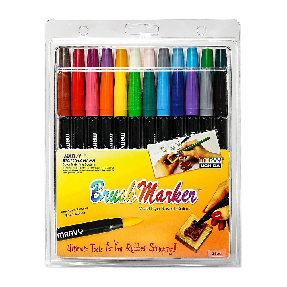 150024 BrushTip Markers Assorted Colors 24 PCS Drawing Painting Art Supply
