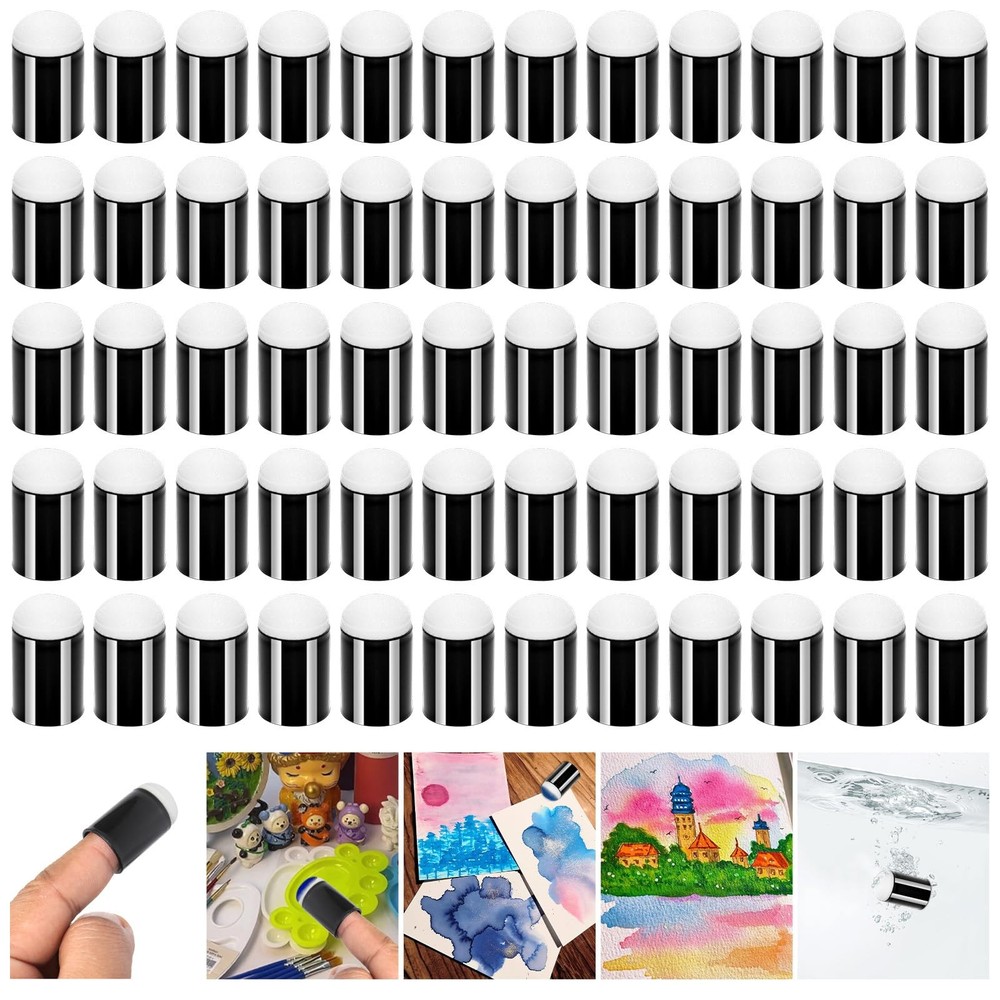 60 PCS Finger Sponge Applicator Set Face Paint Tips Ink Crafts Art Project
