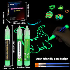Glow in the Dark Paint, 21 Colors (20 Ml /0.68 Oz) 3D Permanent Acrylic Fabric P
