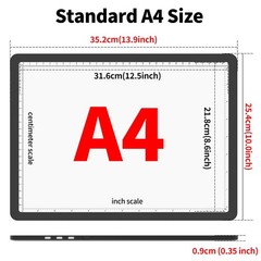 A4 Light Box for Tracing and Drawing, Ultra-Thin Copy Board with Adjustable Brig