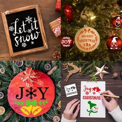 80 Pcs 4 x 4 Inch Christmas Stencils for Painting on Wood, Reusable Merry Chr…