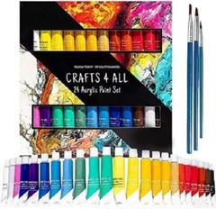 Acrylic Paint Set for Adults and Kids 24 Pack of 12Ml Paints with 3 Art Brushes
