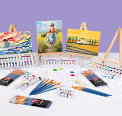 104PCS Acrylic Paint Canvas Set, Acrylic Painting Kit with 4 Set of 12 Colors Ac