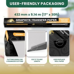 Graphite Transfer Paper Roll, Wax-Free, 17″ x 15ft Transfer Paper Roll, Graph…