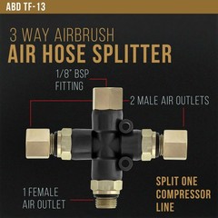 ESSENTIAL AIRBRUSH ACCESSORY KIT Air Filter 3 Way Hose Splitter Quick-Disconnect