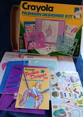 VTG Crayola Fashion Designer Kit 1990 Toy Drawing Color Styling Art Set Stencils