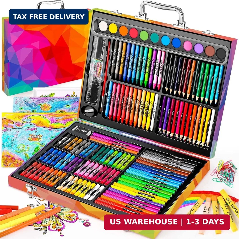 Soucolor Arts and Crafts Supplies, 183-Pack Drawing Painting Set for Kids Girls