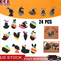 Cartoon Bunny Scratch Paper for Easter Halloween Christmas Party-24 PCS