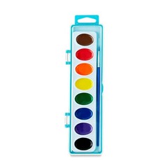 Pen + Gear Semi-Moist Watercolor Paint Set, 8 Vibrant Colors with Brush