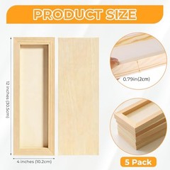 5 Pack 4 x 12 inch Wood Panel Boards, Unfinished Wood Canvas 4″X 12″ 5 Pack