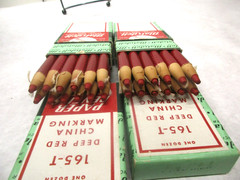 NOS Blaisdell PAPER PENCILS 165-T Deep Red. 2 boxes of 12 each. NEW. USA