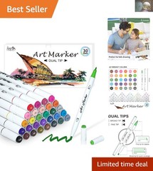 Vibrant 30 Color Dual Tip Art Markers – Waterproof and Non-Toxic Creativity
