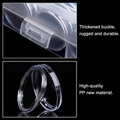 100PCS 30mm Silver Gold Coin Cases Capsules Holder Clear Plastic Round Storage