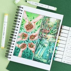 Ohuhu Double-Sided Marker Pad Art Sketchbook Bleedproof – 7×10, Cool White
