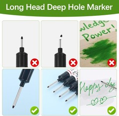 Long Head Deep Hole Marker Pens, 15PCS Long Nib Marker 20mm Quick Dry Waterproof