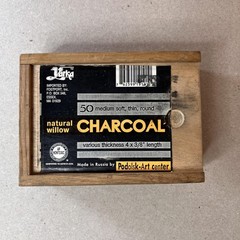 Yarka Natural Willow Charcoal Black Medium Soft Thin Round Wood Box Russia Set