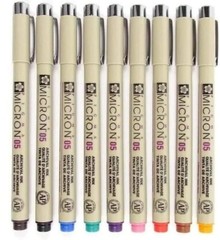 Pigma Micron 05 Pen, Pack of 9 Colors – Black, Orange, Brown, Red, Pink, Gree…