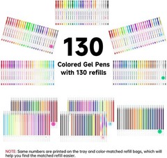 260 Pack Gel Pens Set 220% Ink Gel Pen for Adult Coloring Books Art