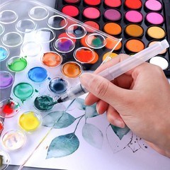 48 Color Watercolor Paint Set with Brushes and Pad