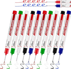 10 Pcs Long Head Deep Hole Marker – Long Nib Marker, Multi-Purpose Deep Hole Mar