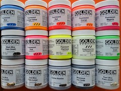 Golden acrylics fluorescent, phosphorescent, mineral, and metallic paints, 4 oz.