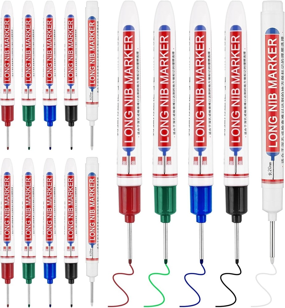 Long Head Deep Hole Marker Pens, 15PCS Long Nib Marker 20mm Quick Dry Waterpr…