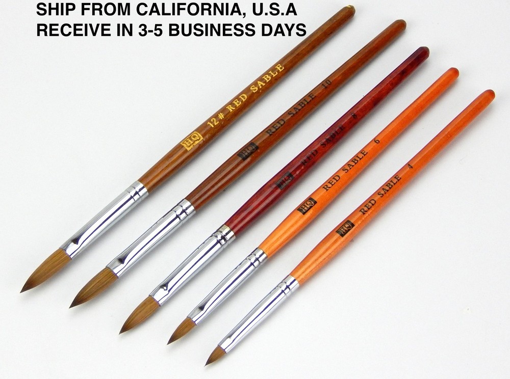 WATERCOLOR, CALLIGRAPHY RED SABLE BRUSH ROUND 4,6,8,10,12
