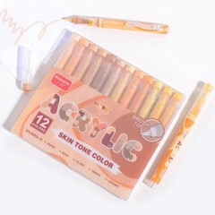Acrylic Paint Markers 12 Colors, Skin Tone Series Set with Soft Brush Ti