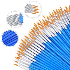 AROIC Small Paint Brushes Bulk,130pcs Nylon Hair Round Detail 130 Fine, Blue