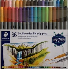 STAEDTLER 36 DOUBLE ENDED FIBRE TIP PENS-3.0MM-0.5-0.8MM-DRAW-WRITE-PAINT-NEW