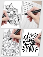 9 Micro Fine Liner Drawing Art Pens 0.05mm-BR Black Waterproof Archival Ink