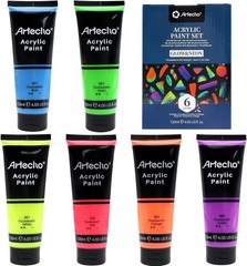 Non-Toxic Glow in the Dark Paint 6 Colors, 4oz Acrylic for Creative Decorations