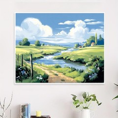Green View Paint by Numbers Kit for Adults DIY Canvas Painting Art Set