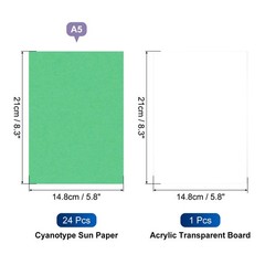 Cyanotype Paper,24 Sheet Sun Print Paper Green Crafts with Board, 5.8×8.3″