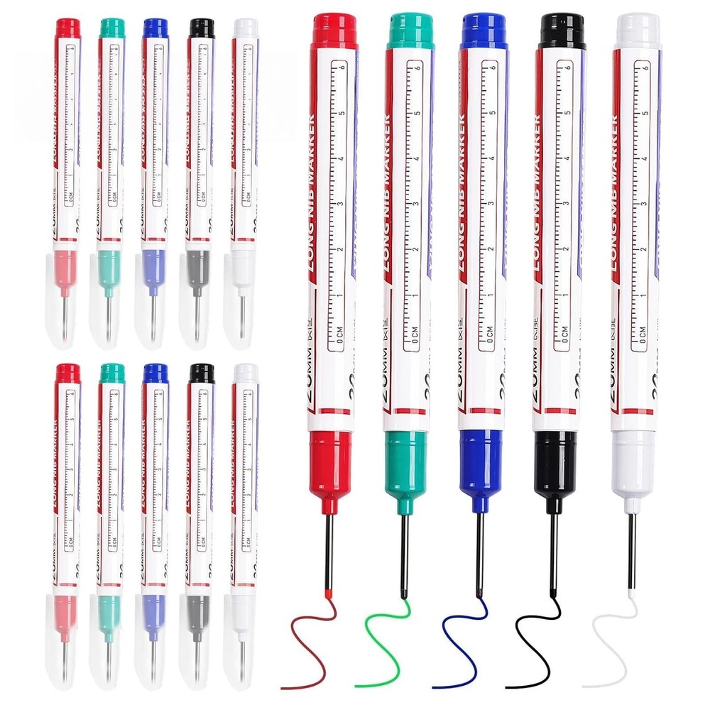 15 PCS Long Nib Deep Hole Marker Pens – Waterproof Quick Dry Metal Markers