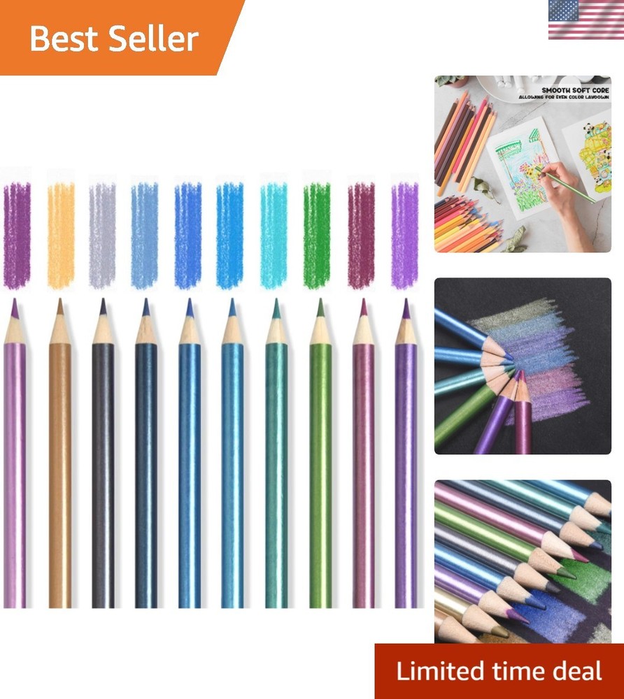 10Pcs Metallic Colored Pencils Set Oil Based Drawing Art Sketching Artist (71