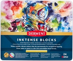 Derwent Inktense Blocks 24 Tin, Set of 24, 8mm 24 Count (Pack 1), Assorted