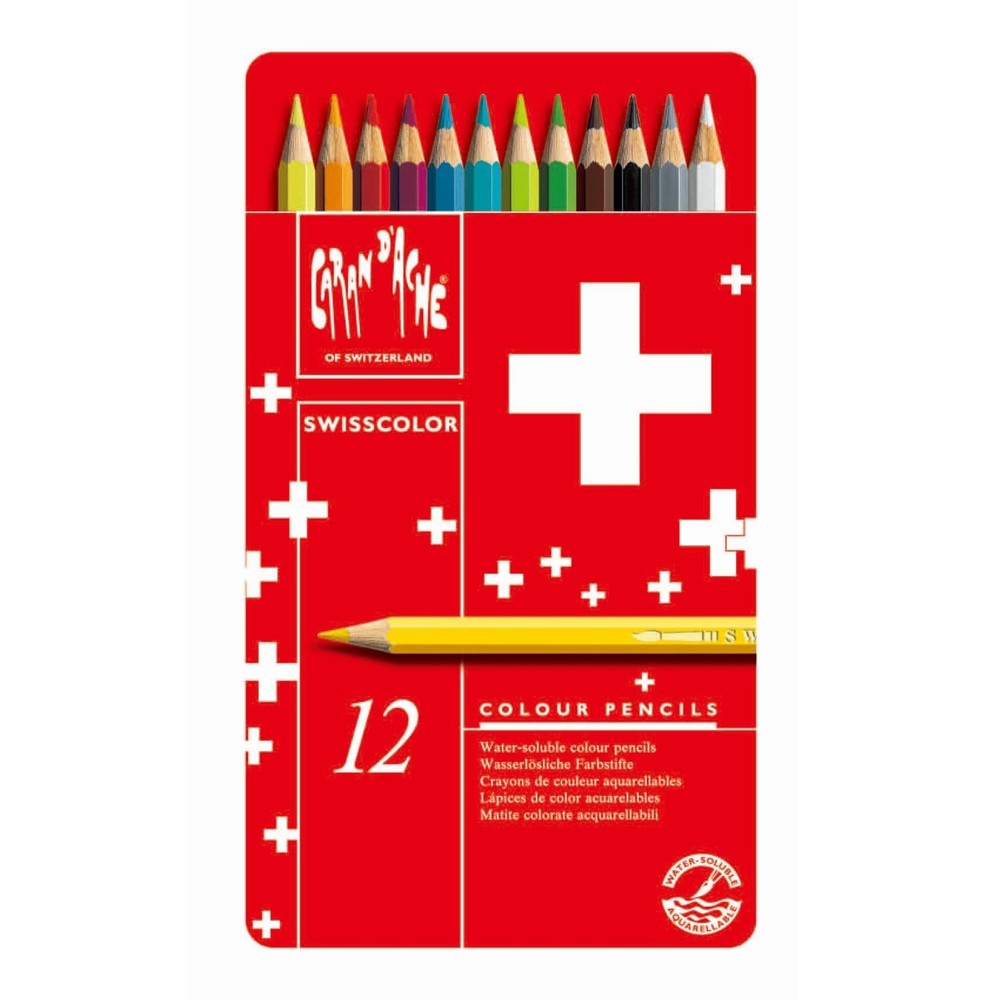 CREATIVE ART MATERIALS Swisscolor Pencils Metal Box, Set of 12 (1285.712)