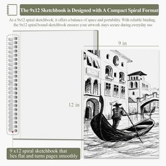 9 x 12 Sketchbook, 68lb/100gsm Sketch Pad 100 Sheets Spiral Bound Acid Free D…