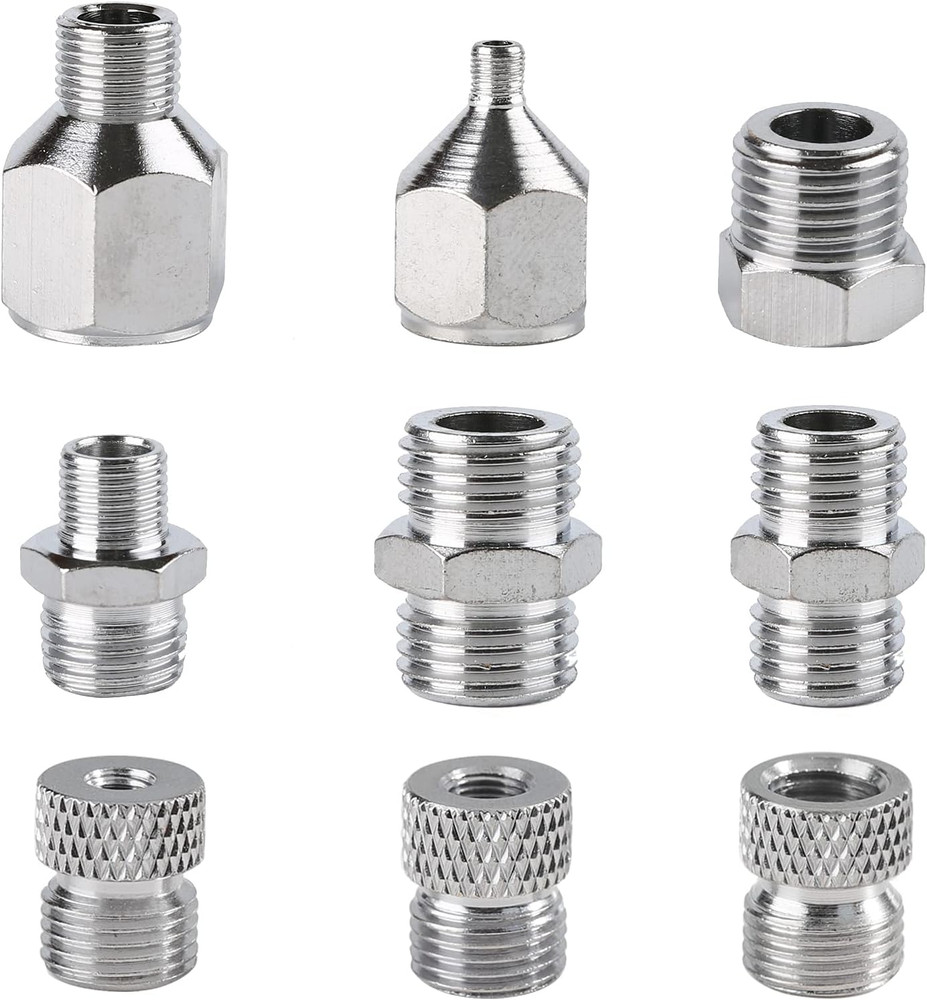 9Pcs Airbrush Adapter Set Air Brush Fitting Connector Kit Airbrush Accessories f